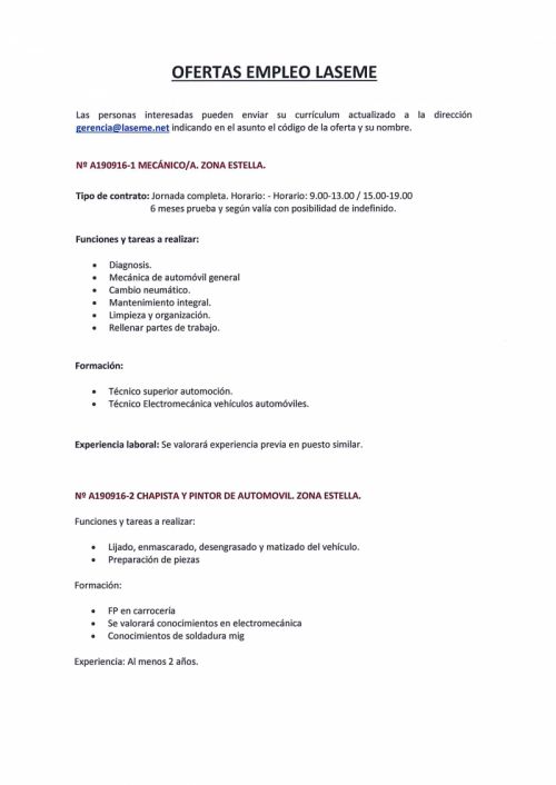 Ofertas de empleo Laseme