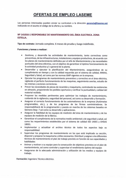 OFERTAS DE EMPLEO LASEME