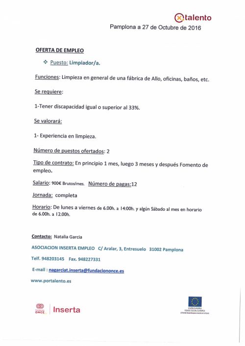 OFERTA DE EMPLEO