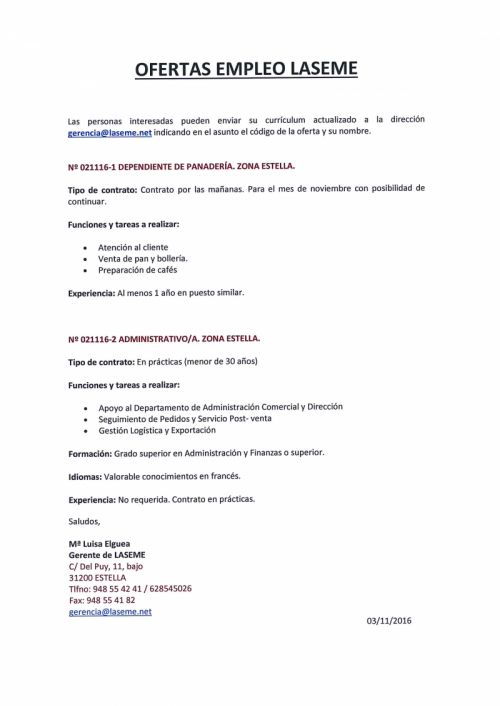 OFERTAS DE EMPLEO LASEME