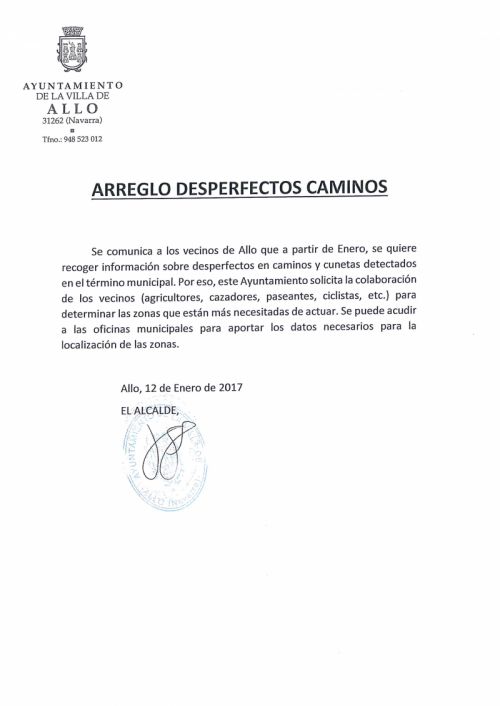 ARREGLO DESPERFECTOS CAMINOS