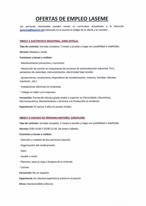 OFERTAS DE EMPLEO LASEME