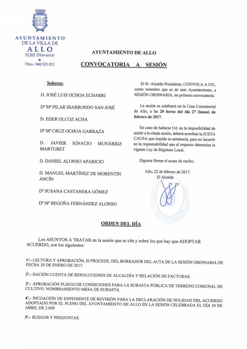 Convocatoria pleno