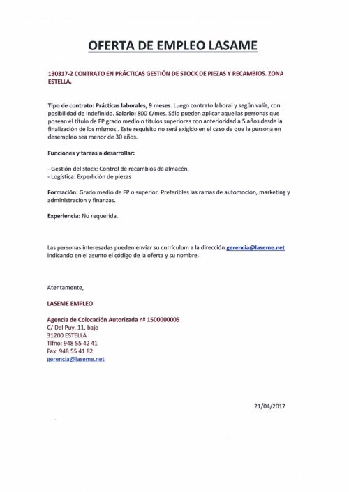 OFERTAS DE EMPLEO LASEME