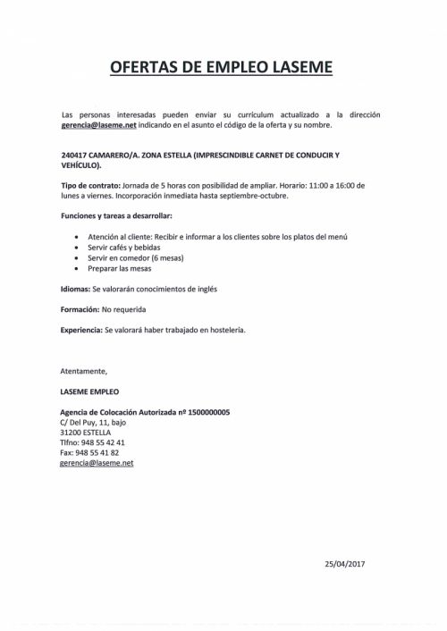 OFERTAS DE EMPLEO LASEME