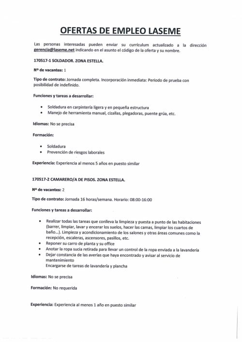 OFERTAS DE EMPLEO LASEME