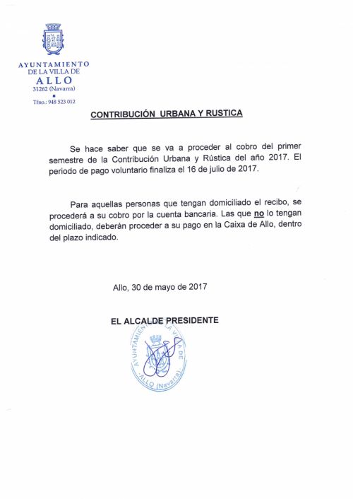 CONTRIBUCIÓN URBANA Y RÚSTICA