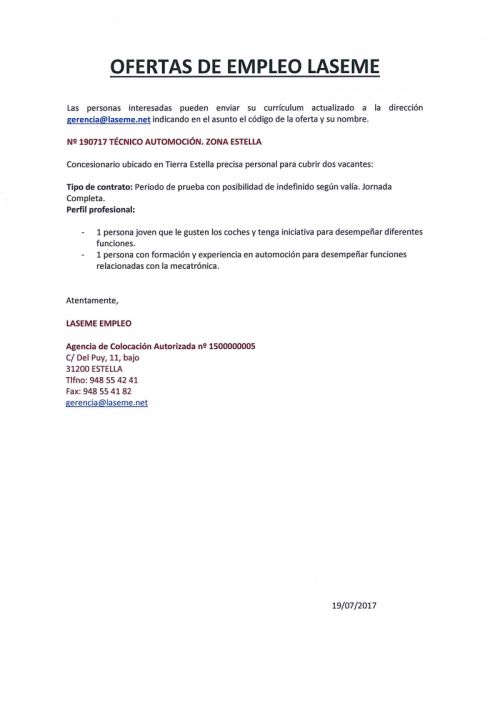 OFERTAS DE EMPLEO LASEME