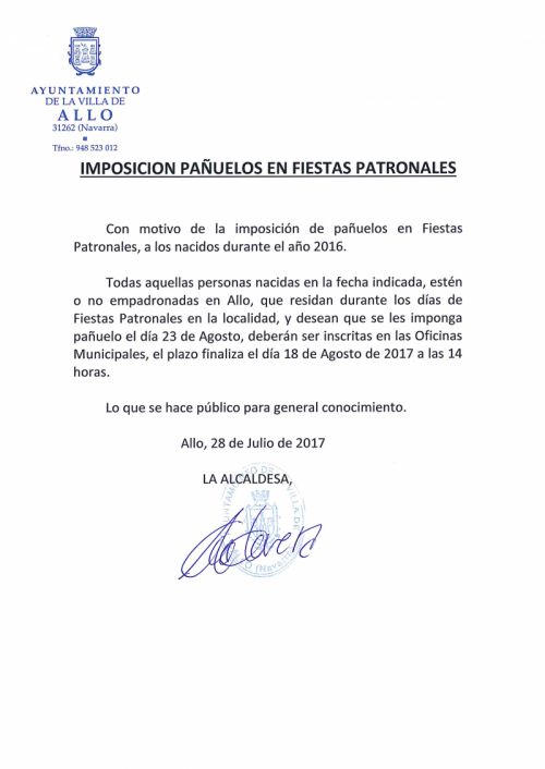 IMPOSICIÓN PAÑUELOS NACIDOS 2016