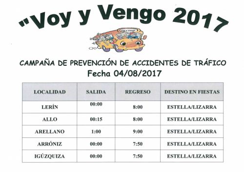 HORARIO VOY Y VENGO