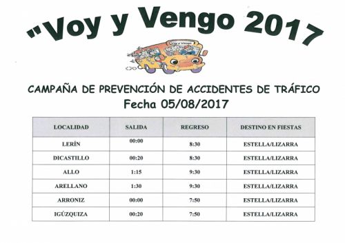 HORARIO VOY Y VENGO