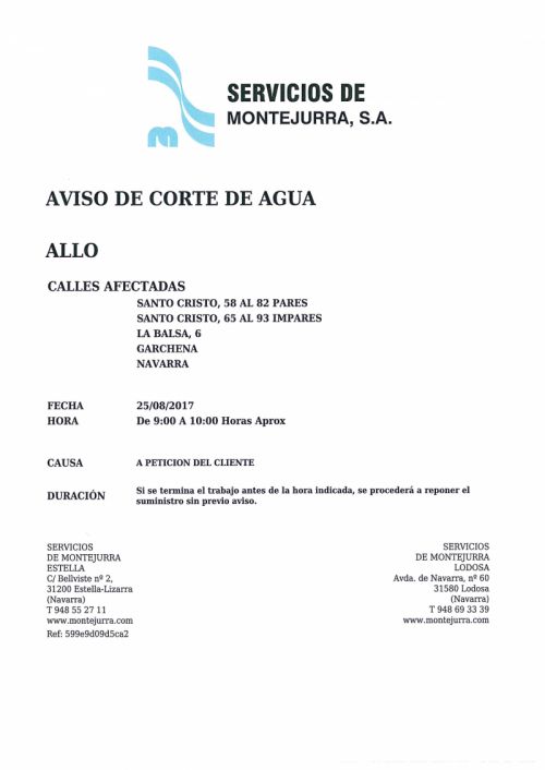 CORTE DE AGUA
