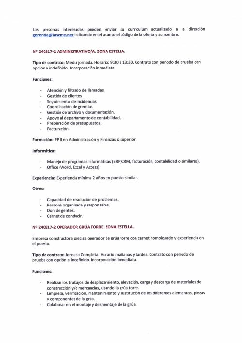 OFERTAS DE EMPLEO LASEME