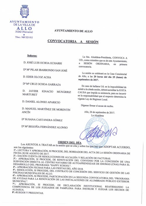 Convocatoria pleno