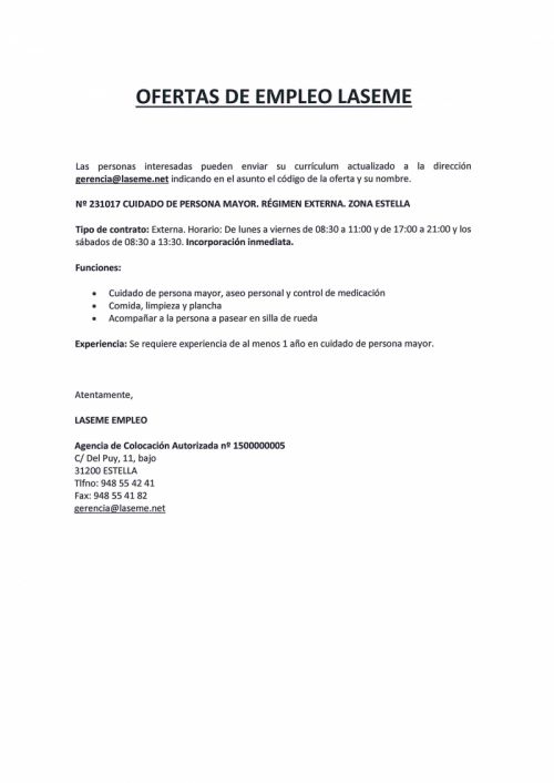 OFERTAS DE EMPLEO LASEME