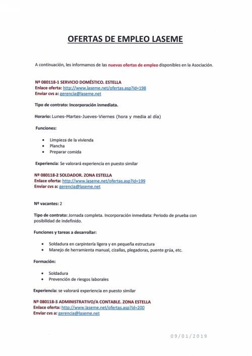OFERTAS DE EMPLEO LASEME