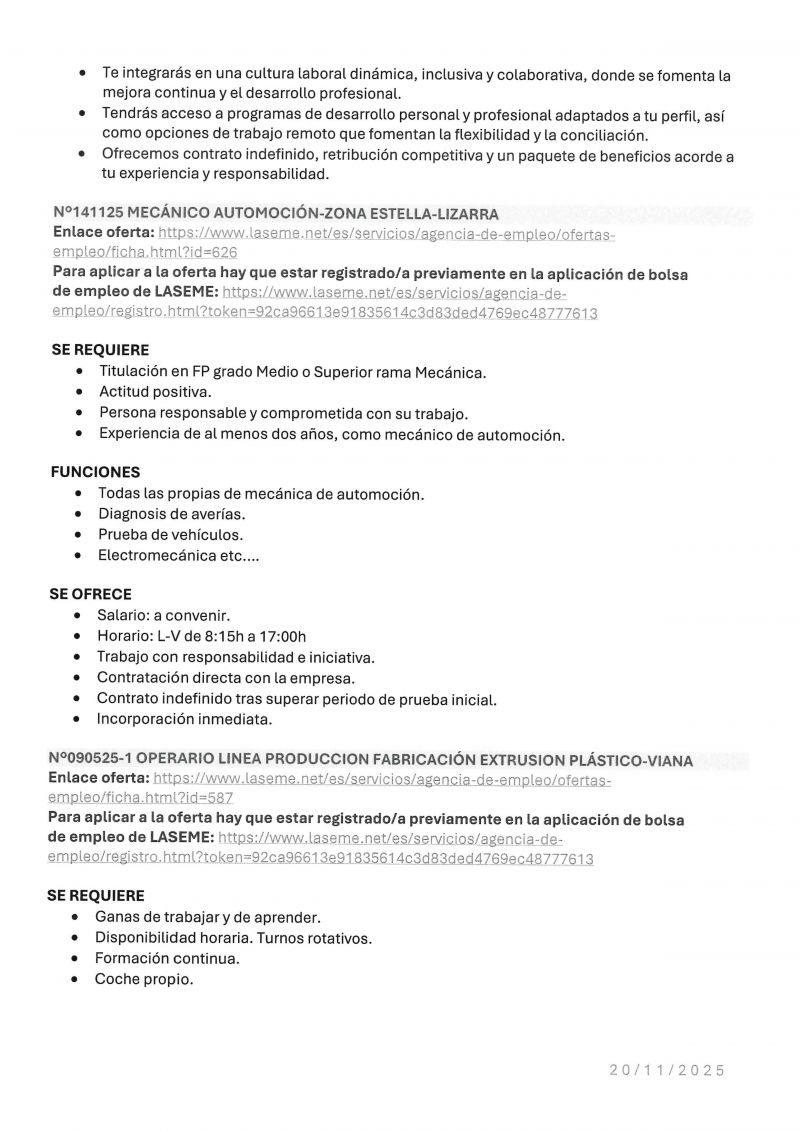 OFERTA DE EMPLEO LASEME