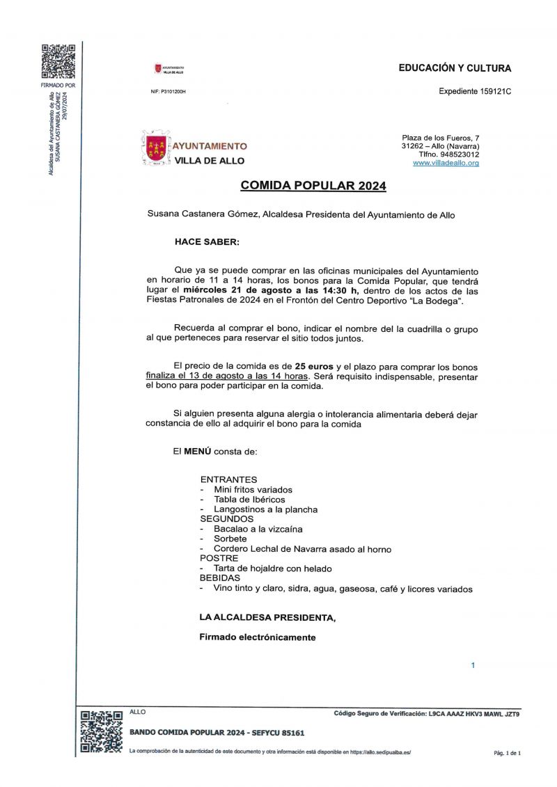 BANDO COMIDA POPULAR FIESTAS 2024