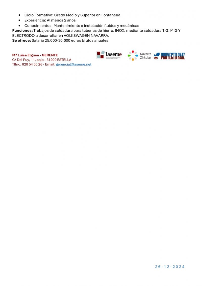 OFERTA DE EMPLEO LASEME