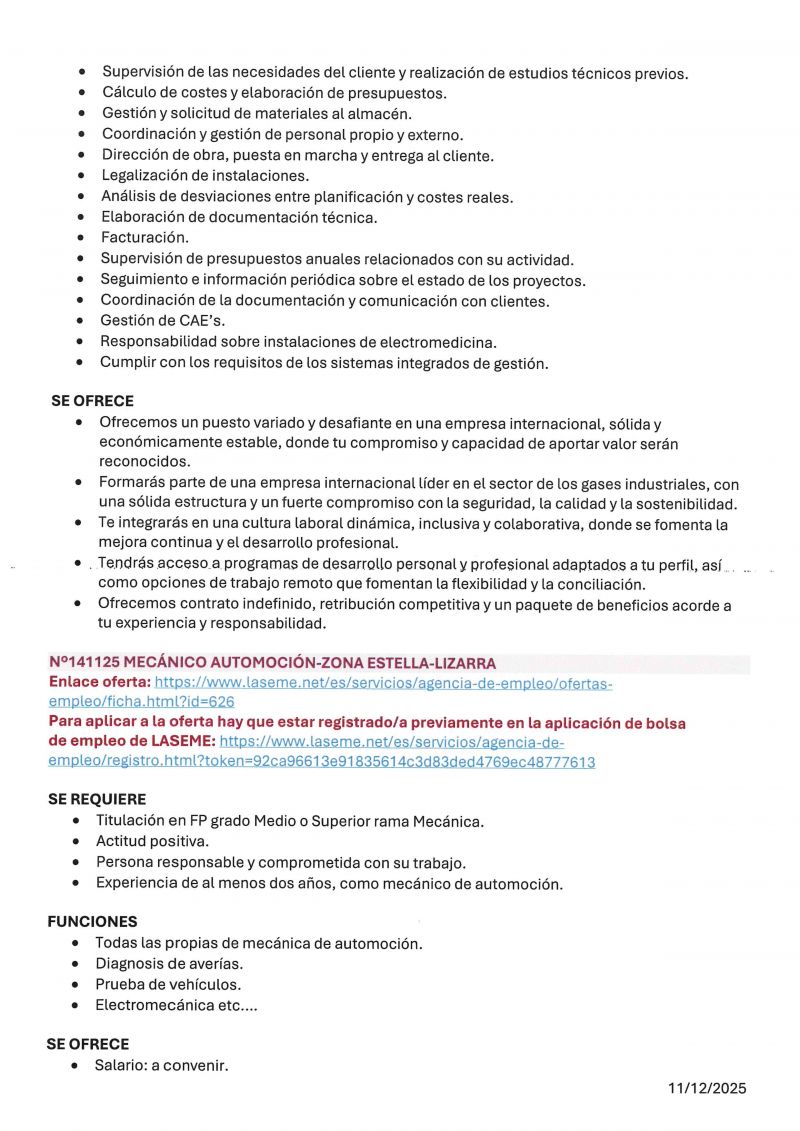 OFERTA DE EMPLEO LASEME