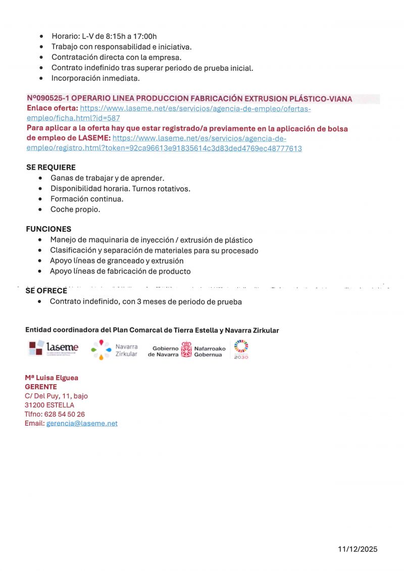 OFERTA DE EMPLEO LASEME