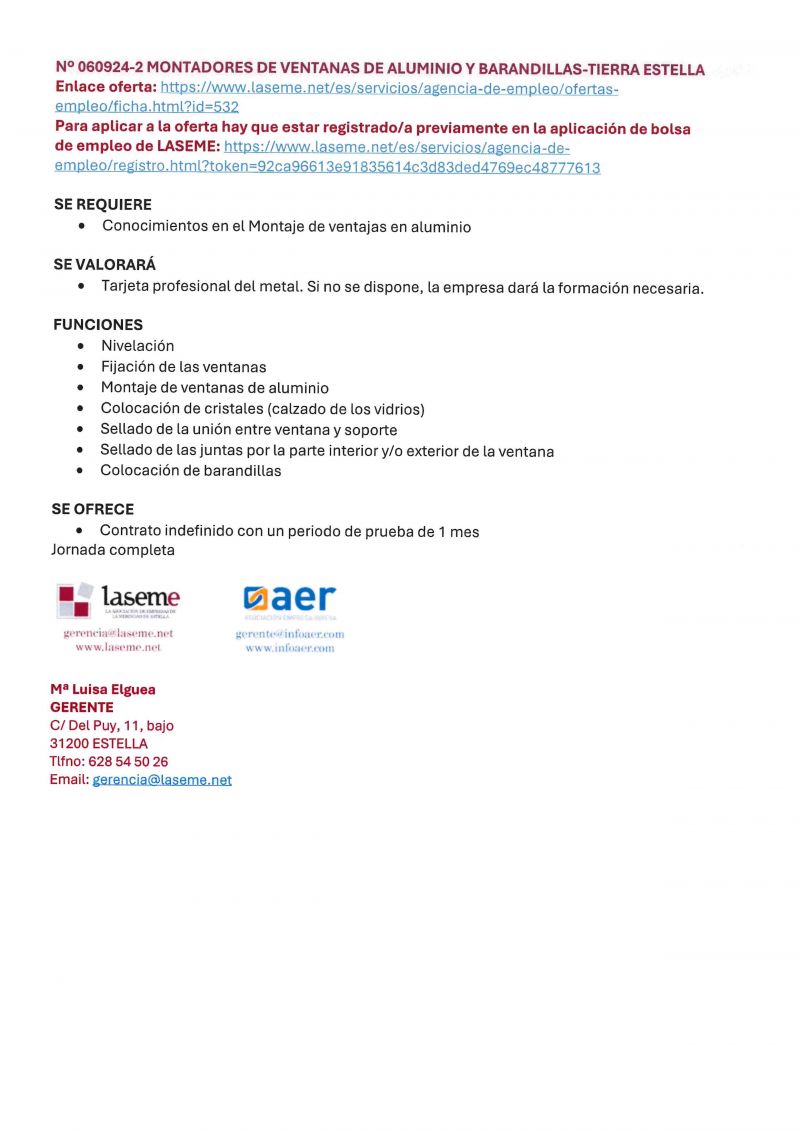 OFERTA DE EMPLEO LASEME