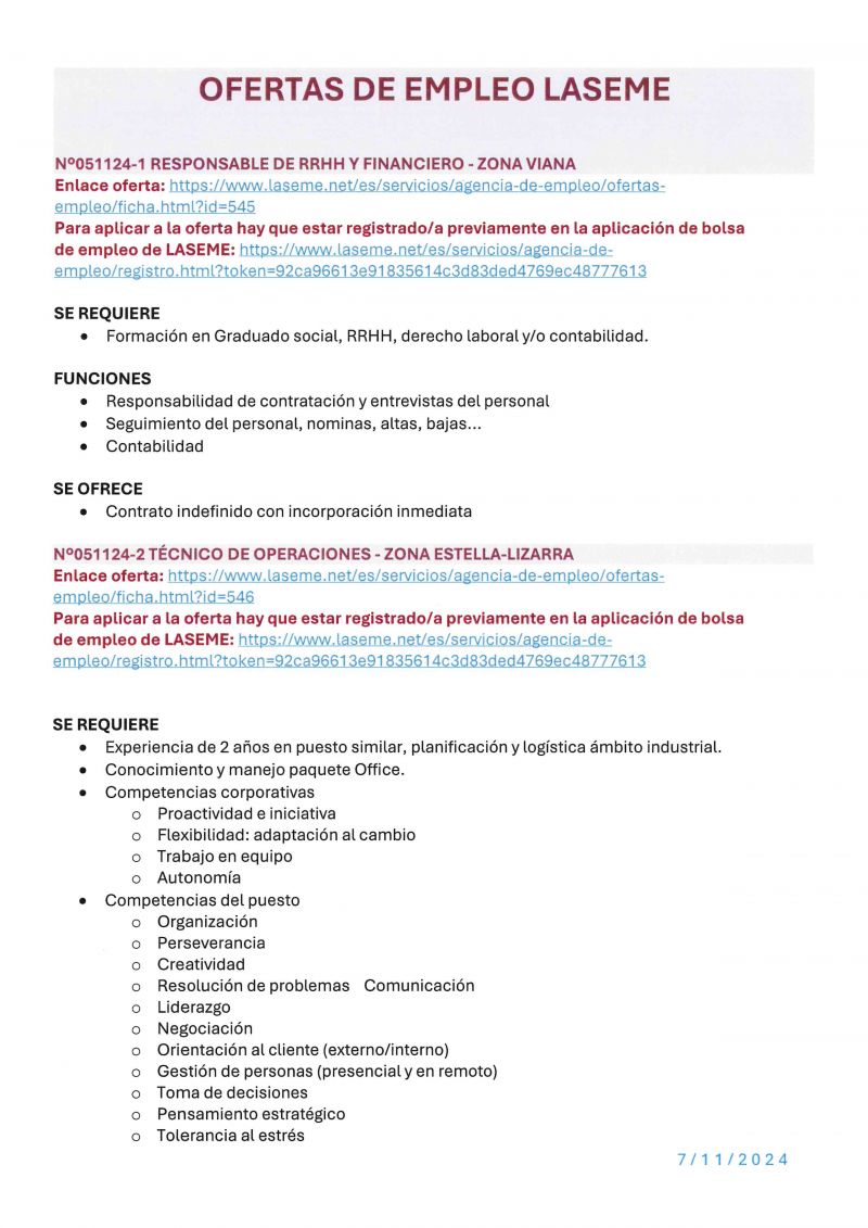 OFERTA DE EMPLEO LASEME