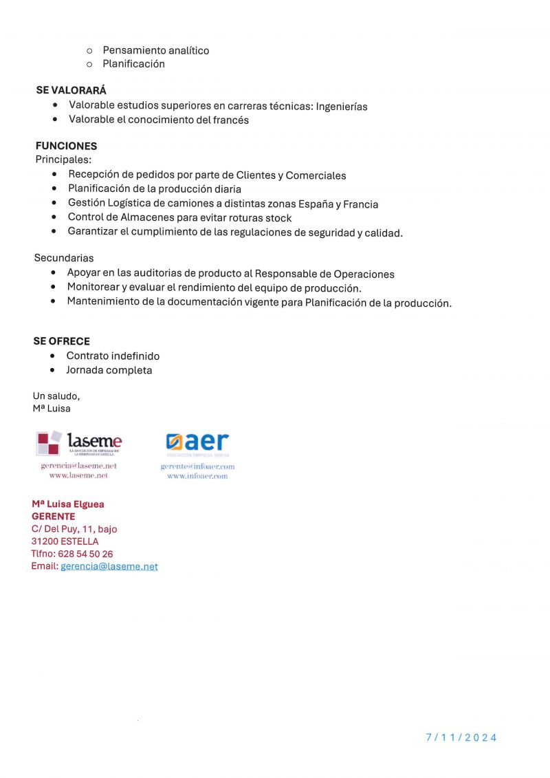 OFERTA DE EMPLEO LASEME