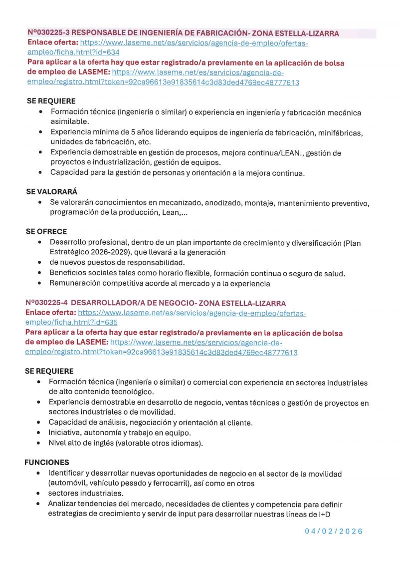 OFERTA DE EMPLEO LASEME