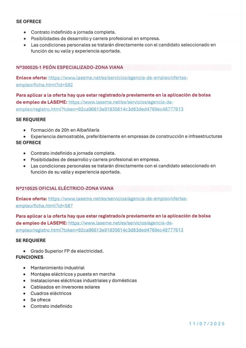 OFERTA DE EMPLEO LASEME