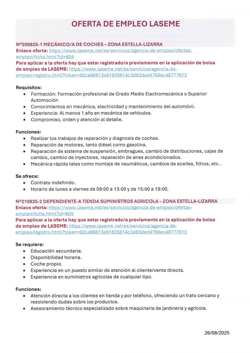 OFERTA DE EMPLEO LASEME