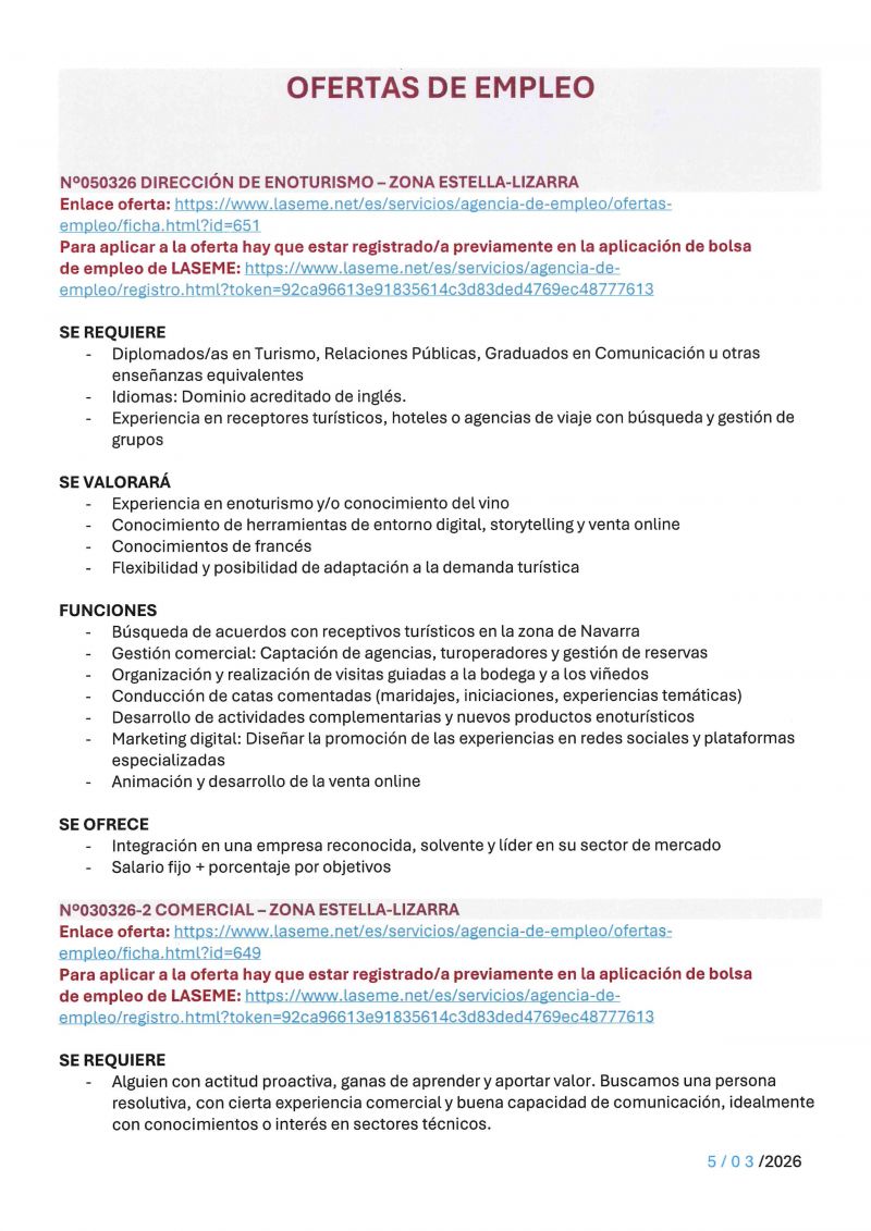 OFERTA DE EMPLEO LASEME