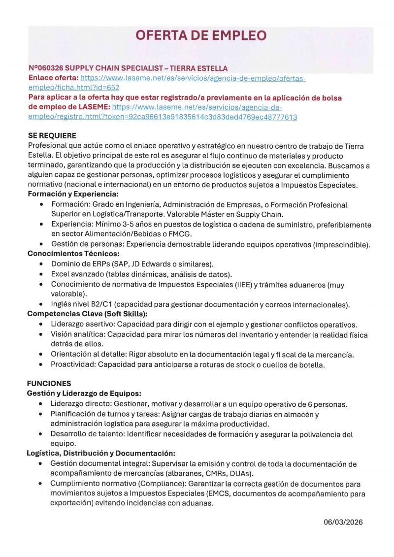 OFERTA DE EMPLEO LASEME