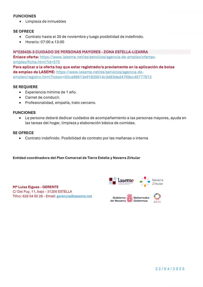 OFERTA DE EMPLEO LASEME