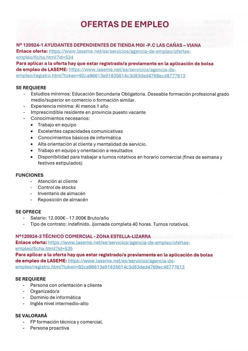OFERTA DE EMPLEO LASEME