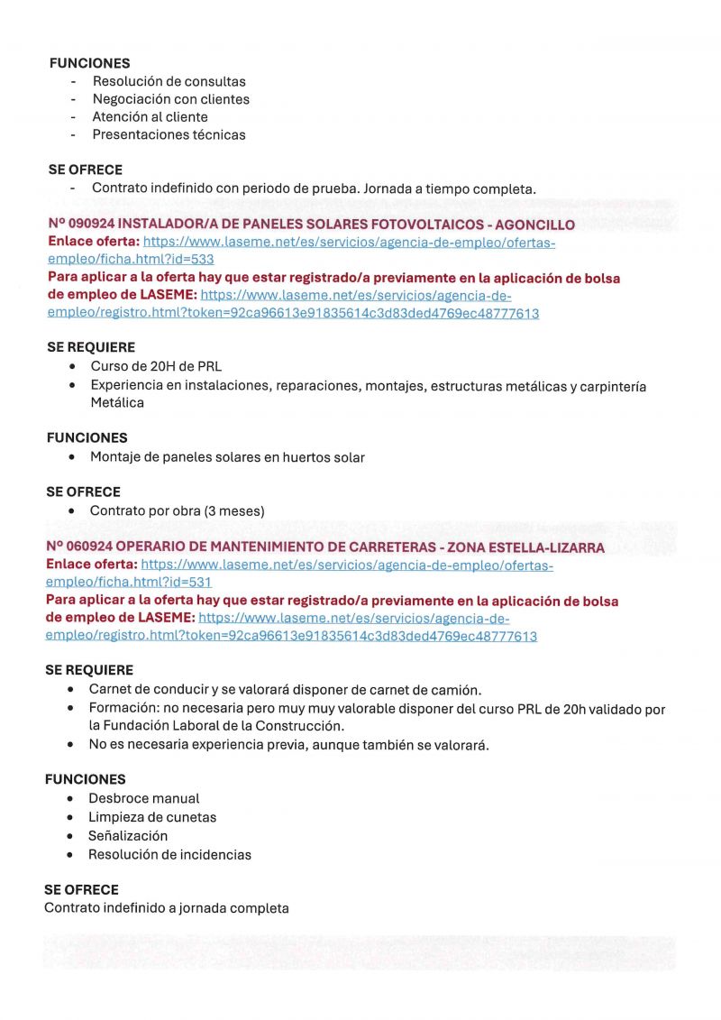 OFERTA DE EMPLEO LASEME