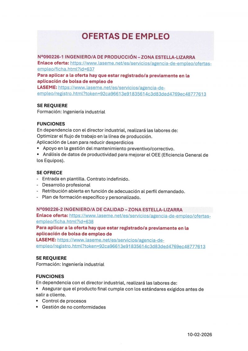 OFERTA DE EMPLEO LASEME