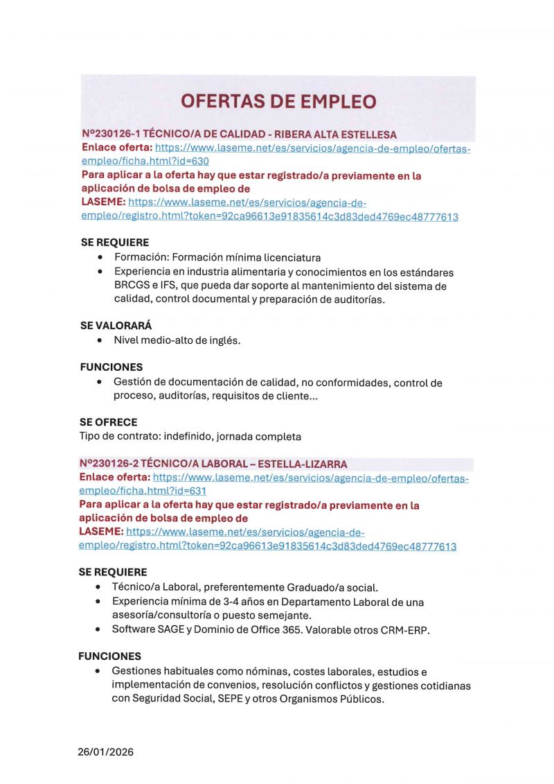 OFERTA DE EMPLEO LASEME