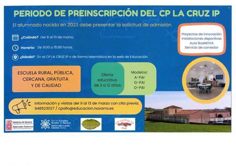 PREINSCRIPCIONES EN EL CP LA CRUZ